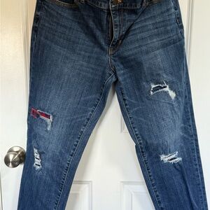 Talbots Dark Blue Distressed Boyfriend Jeans